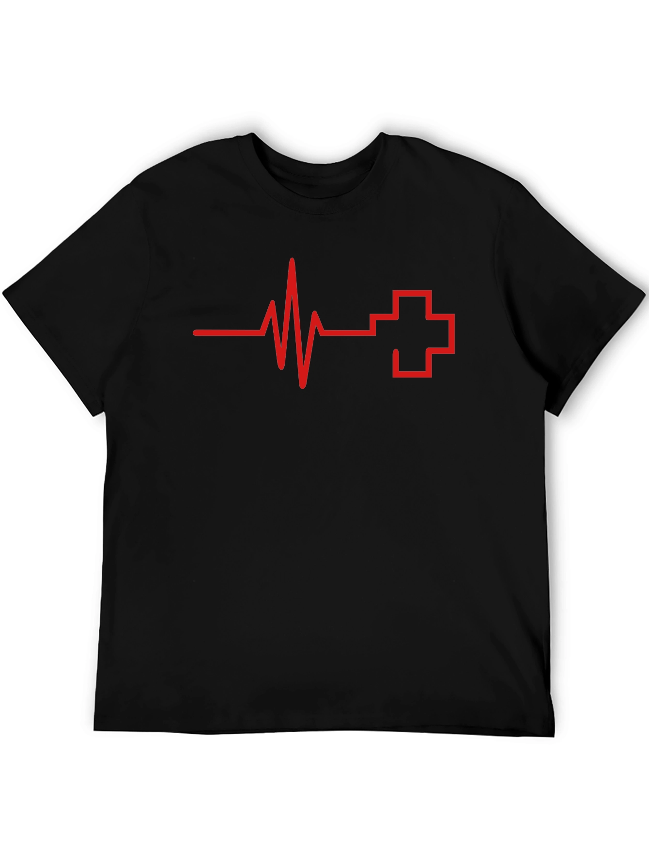 Heartbeat Cross Graphic Tee - Black Cotton