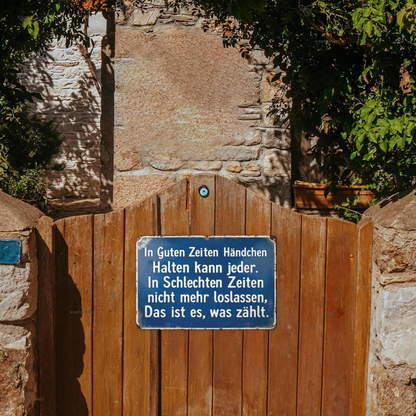 Heartwarming German Love Quote Blue Tin Plate