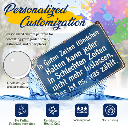Heartwarming German Love Quote Blue Tin Plate