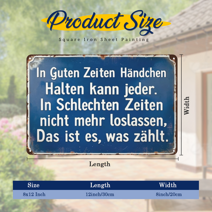Heartwarming German Love Quote Blue Tin Plate