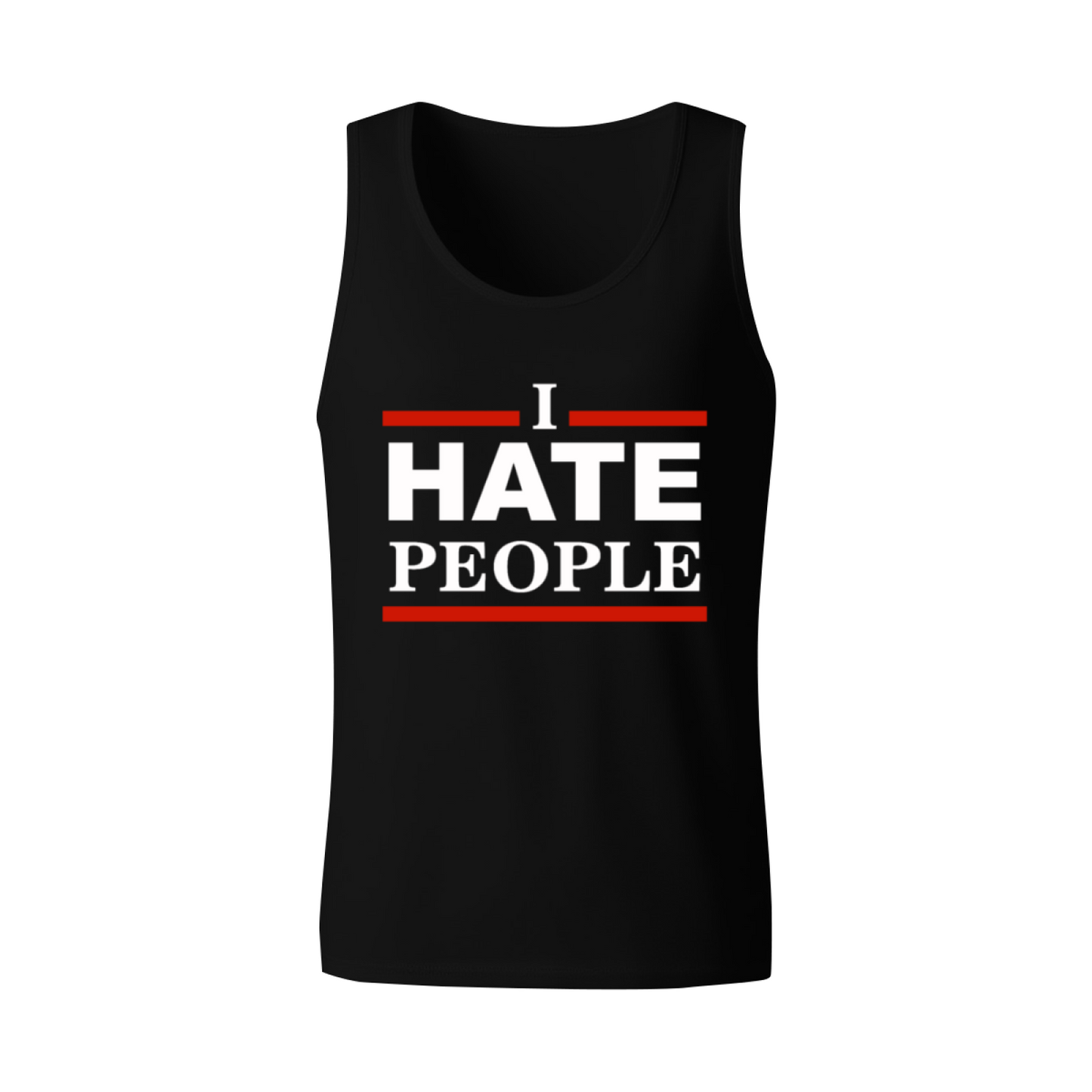 I Hate People Red Border Bold Introvert Statement Tank For Men