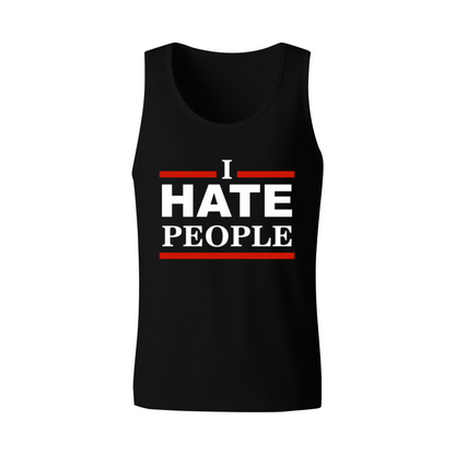 I Hate People Red Border Bold Introvert Statement Tank For Men
