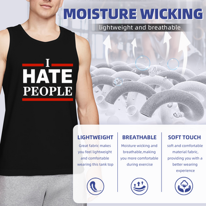 I Hate People Red Border Bold Introvert Statement Tank For Men