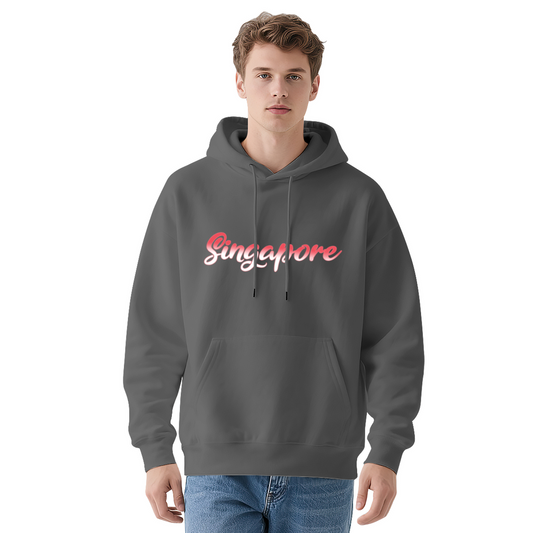 Gradient Singapore Letter Print Neutral Hoodie, Breathable Comfort City Top