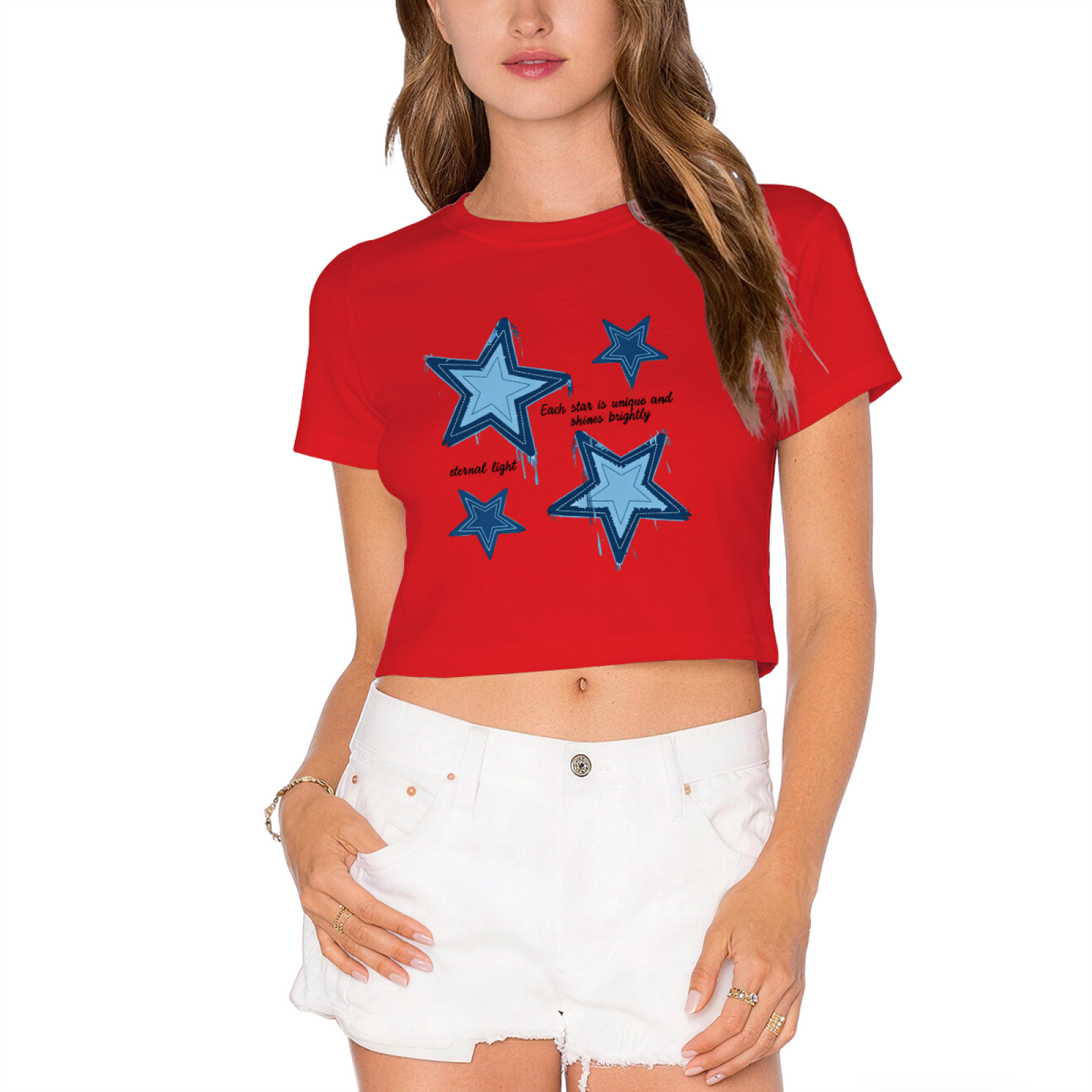Shine Bright Unique Star Y2K Crop Tee