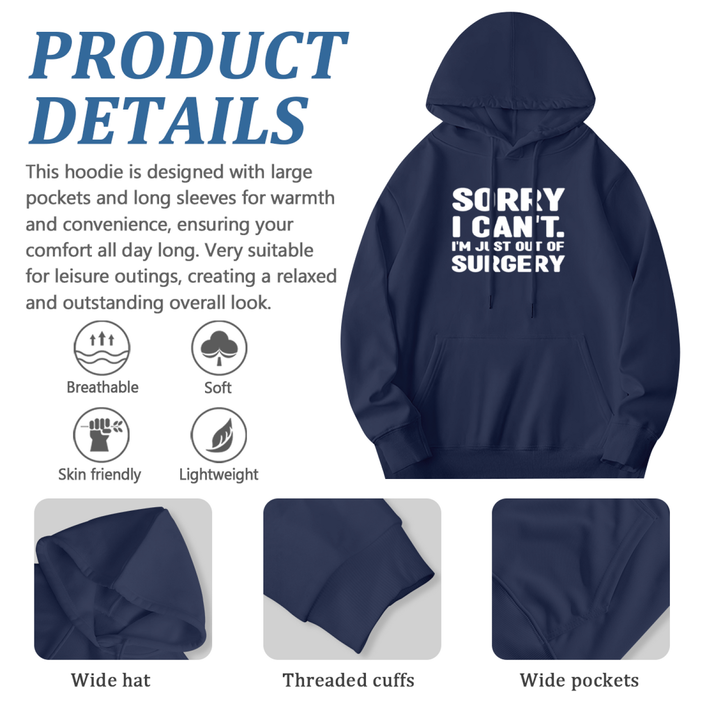 Funny Post Surgery Quote Hoodie, Cozy Daily Wear For Recovery