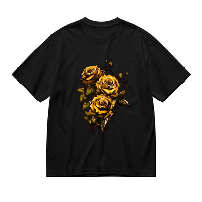 Luxurious Golden Thorn Roses Art Plus Size Women Printed T-Shirt