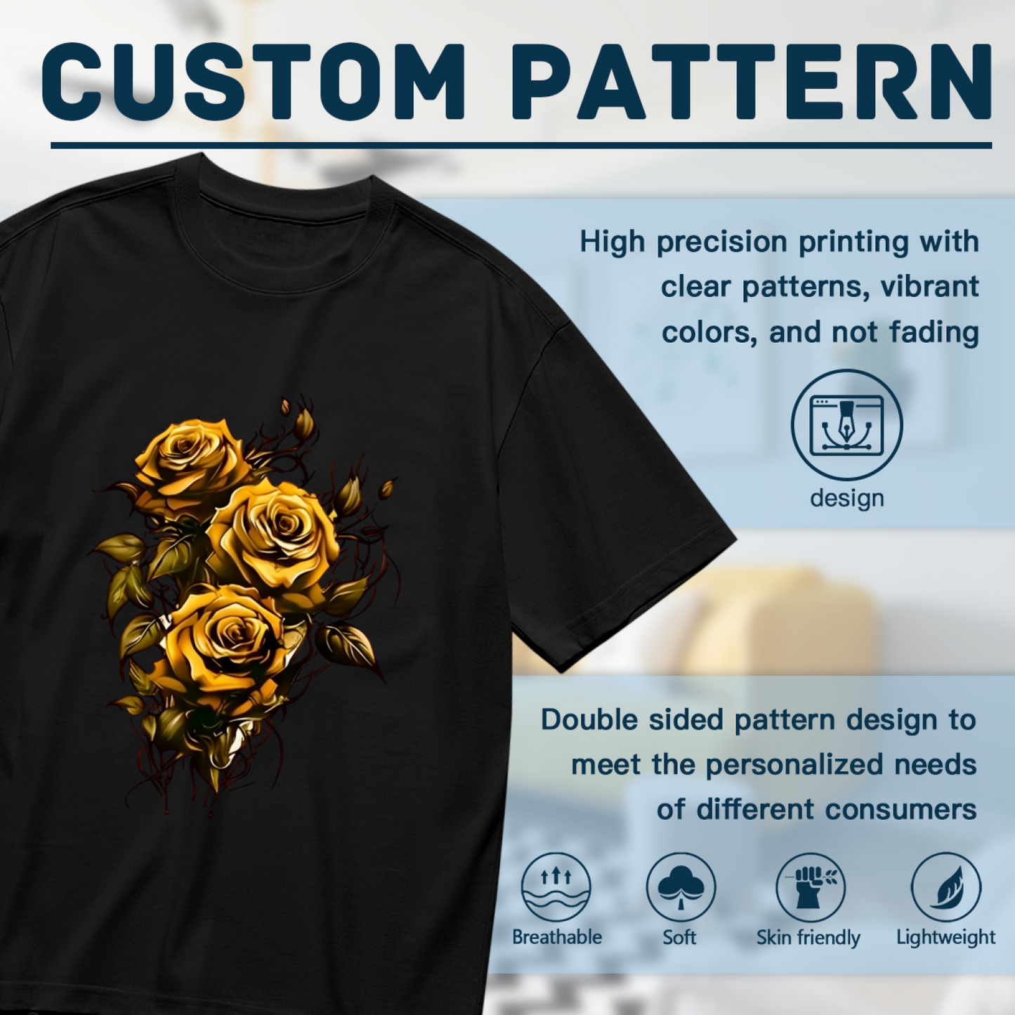 Luxurious Golden Thorn Roses Art Plus Size Women Printed T-Shirt