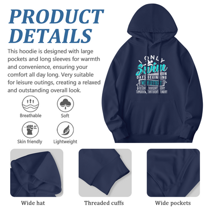 Funny Swim Quote Navy Hoodie, Loose Cozy Everyday Top
