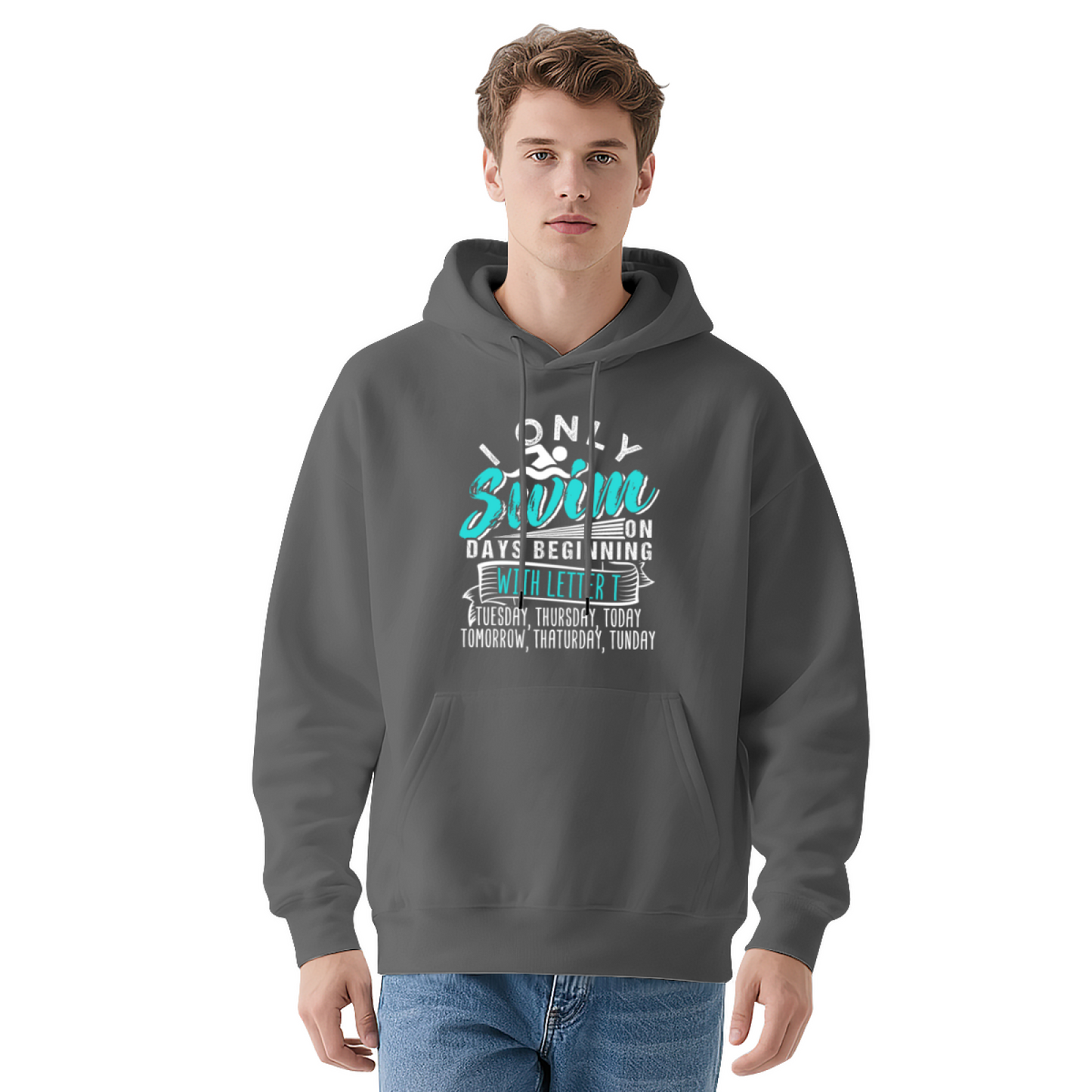 Funny Swim Quote Navy Hoodie, Loose Cozy Everyday Top
