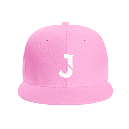 Bold Letter J Embroidery Royal Blue Flat Brim Sun Hat