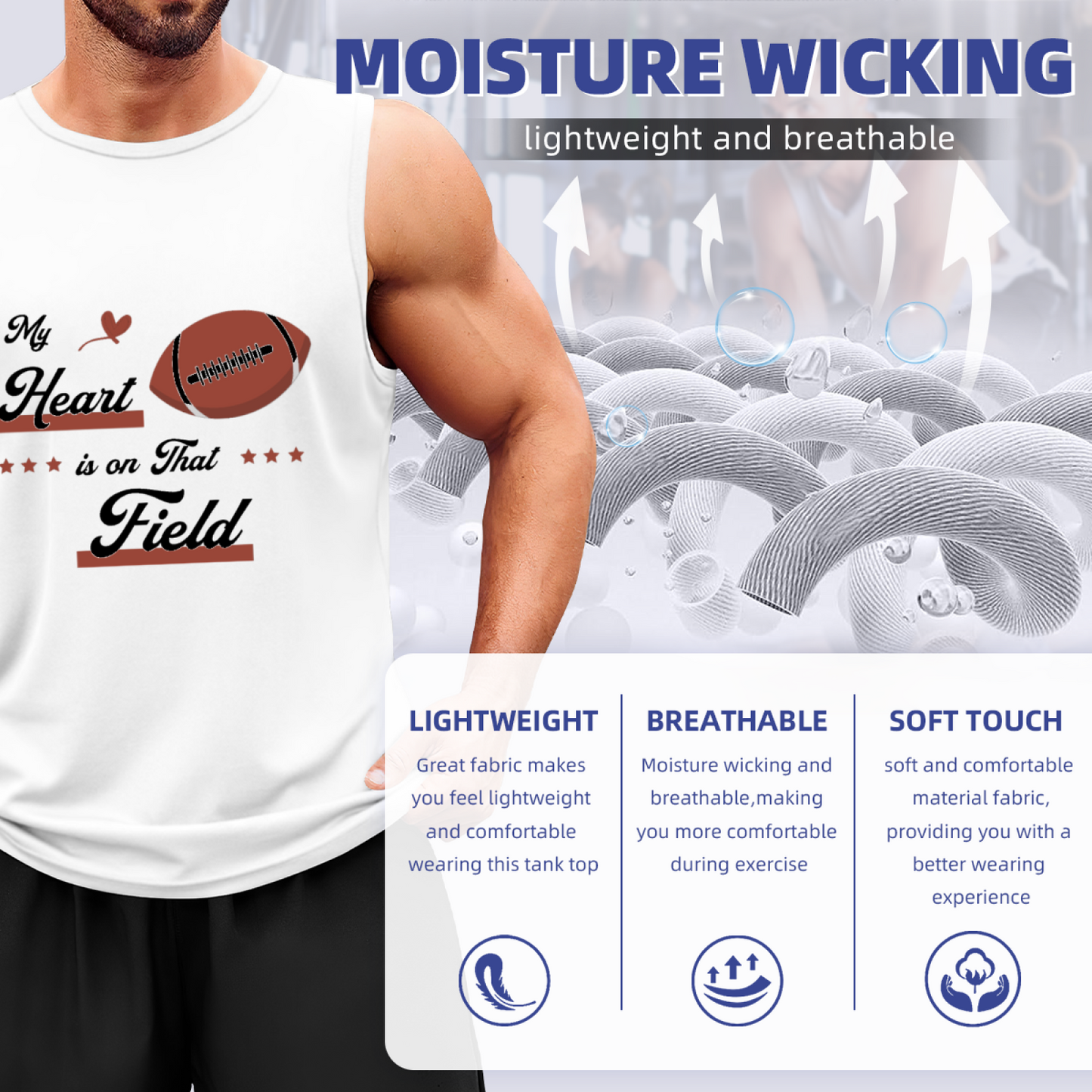 My Heart Is On That Field Football Lover Tank Top