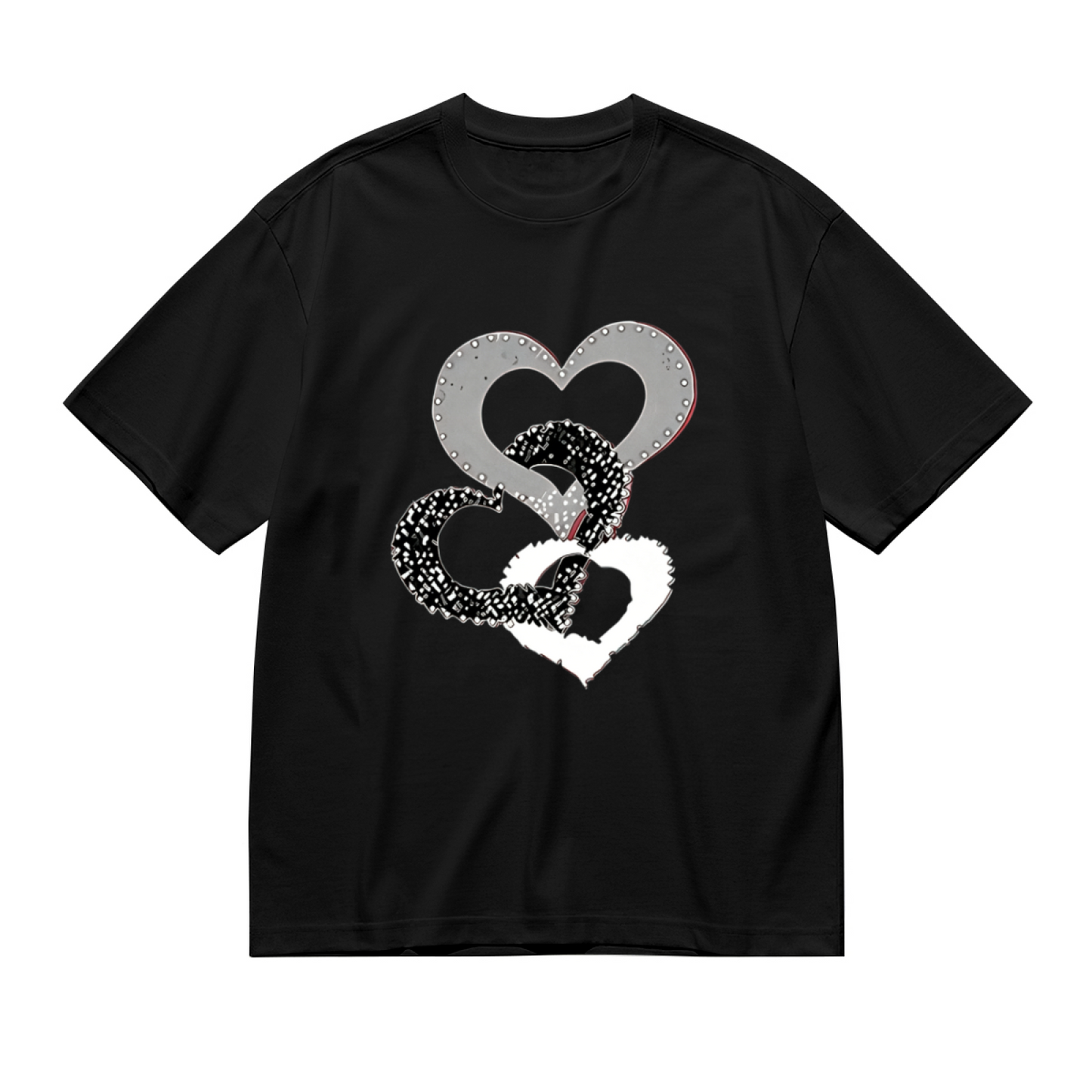 Triple Bling Intertwined Hearts Curvy Ladies Graphic Tee