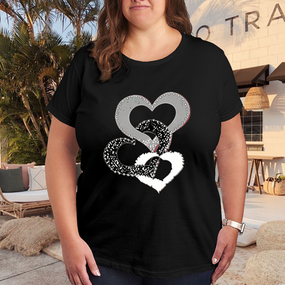Triple Bling Intertwined Hearts Curvy Ladies Graphic Tee