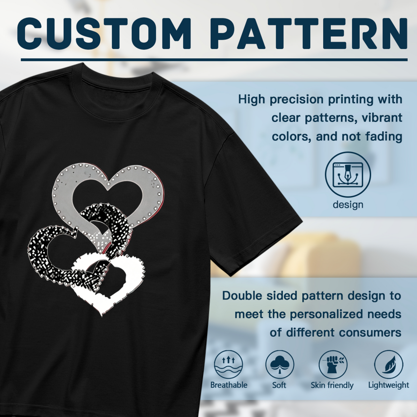 Triple Bling Intertwined Hearts Curvy Ladies Graphic Tee