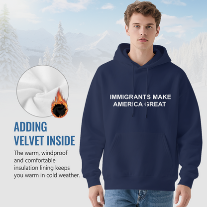 Immigrants Make America Great Inspirational Text Hoodie, Simple Cozy Daily Pullover