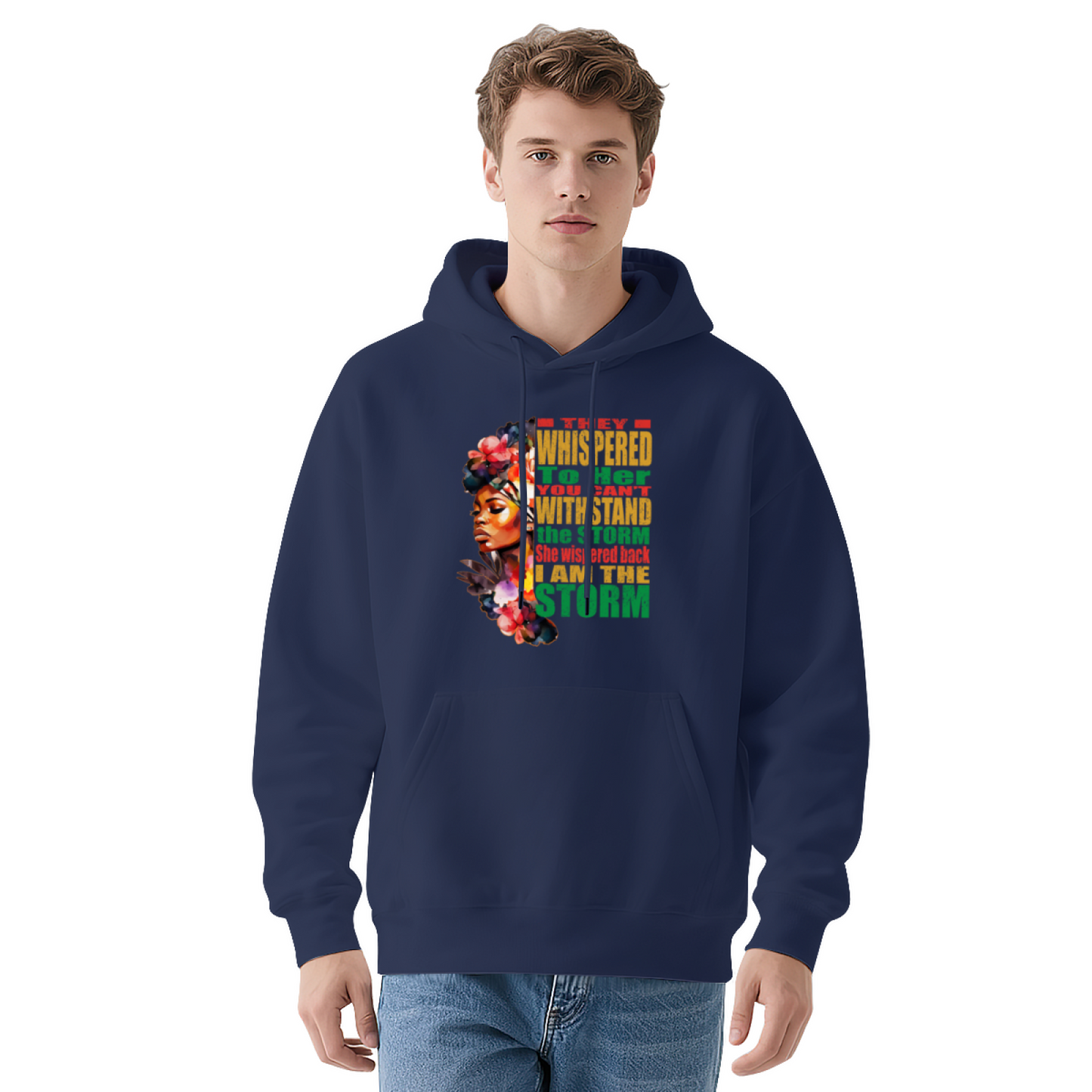 I Am The Storm Black Woman Art White Hoodie, Empowering Cozy Statement Pullover