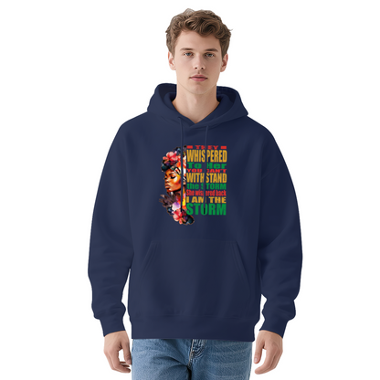 I Am The Storm Black Woman Art White Hoodie, Empowering Cozy Statement Pullover