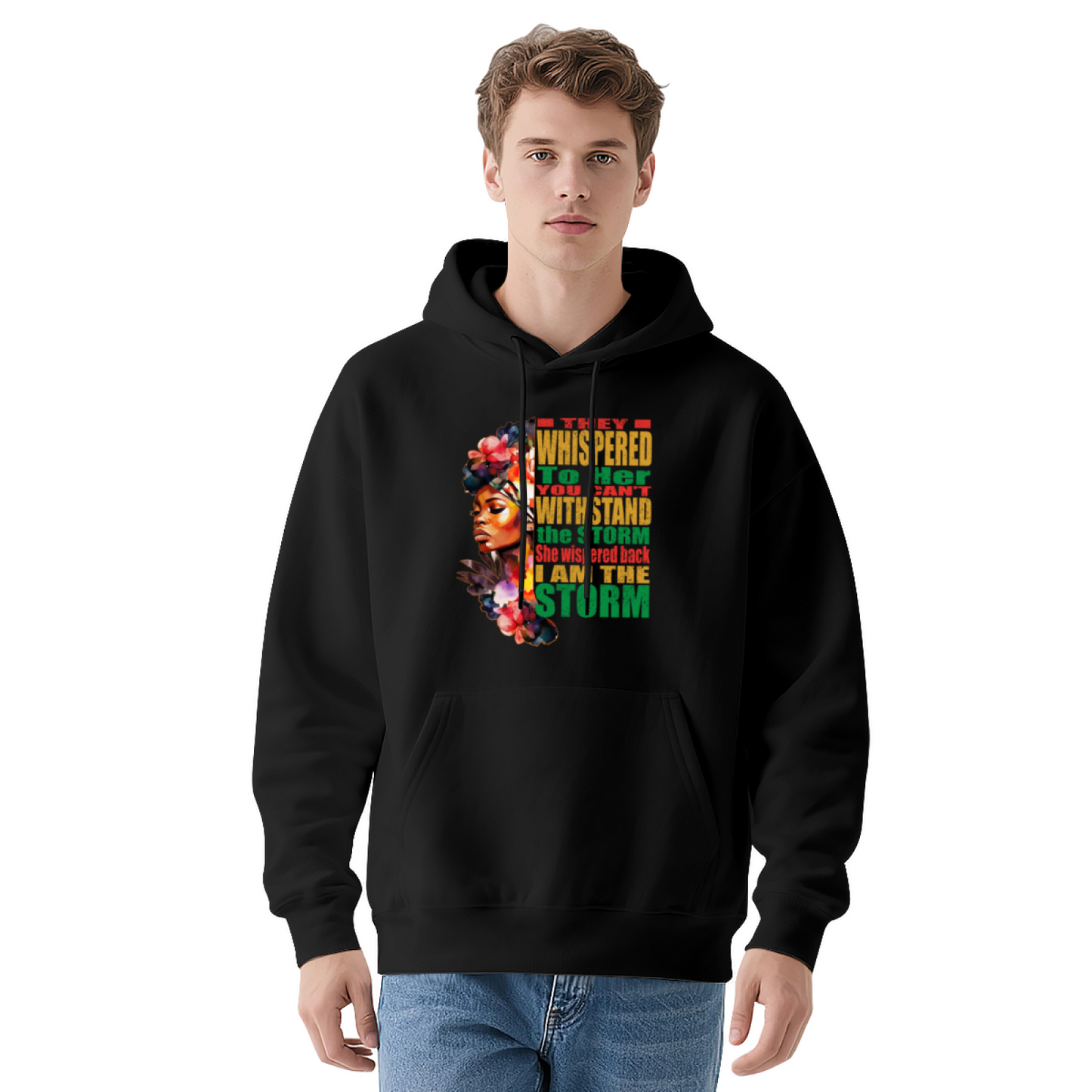 I Am The Storm Black Woman Art White Hoodie, Empowering Cozy Statement Pullover