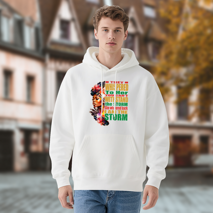 I Am The Storm Black Woman Art White Hoodie, Empowering Cozy Statement Pullover