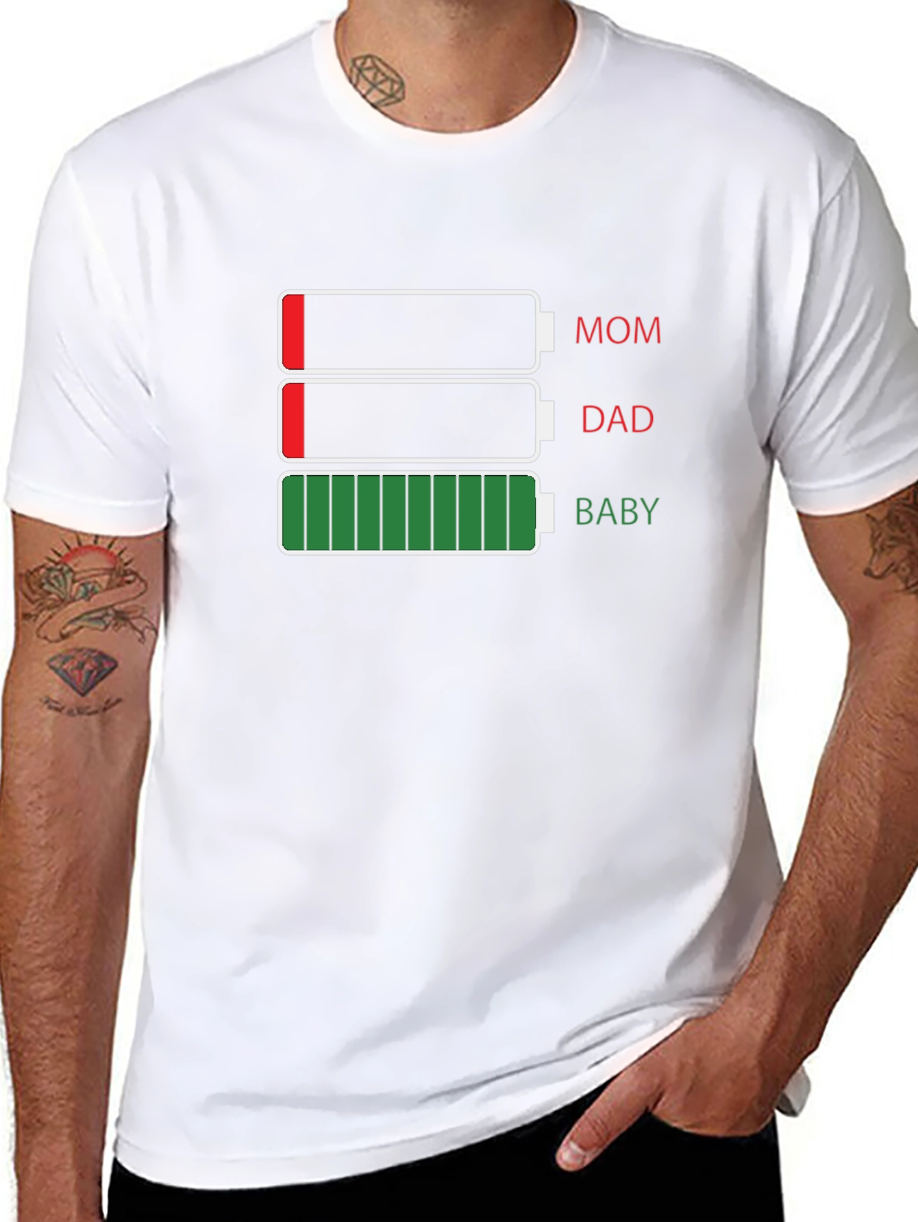 Funny Mom Dad Baby Battery T-Shirt
