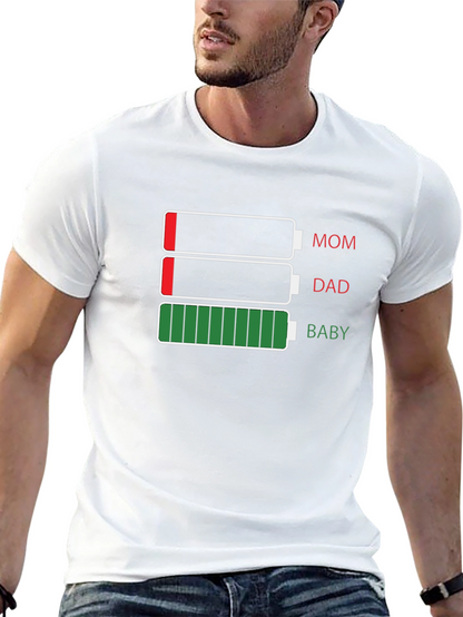 Funny Mom Dad Baby Battery T-Shirt