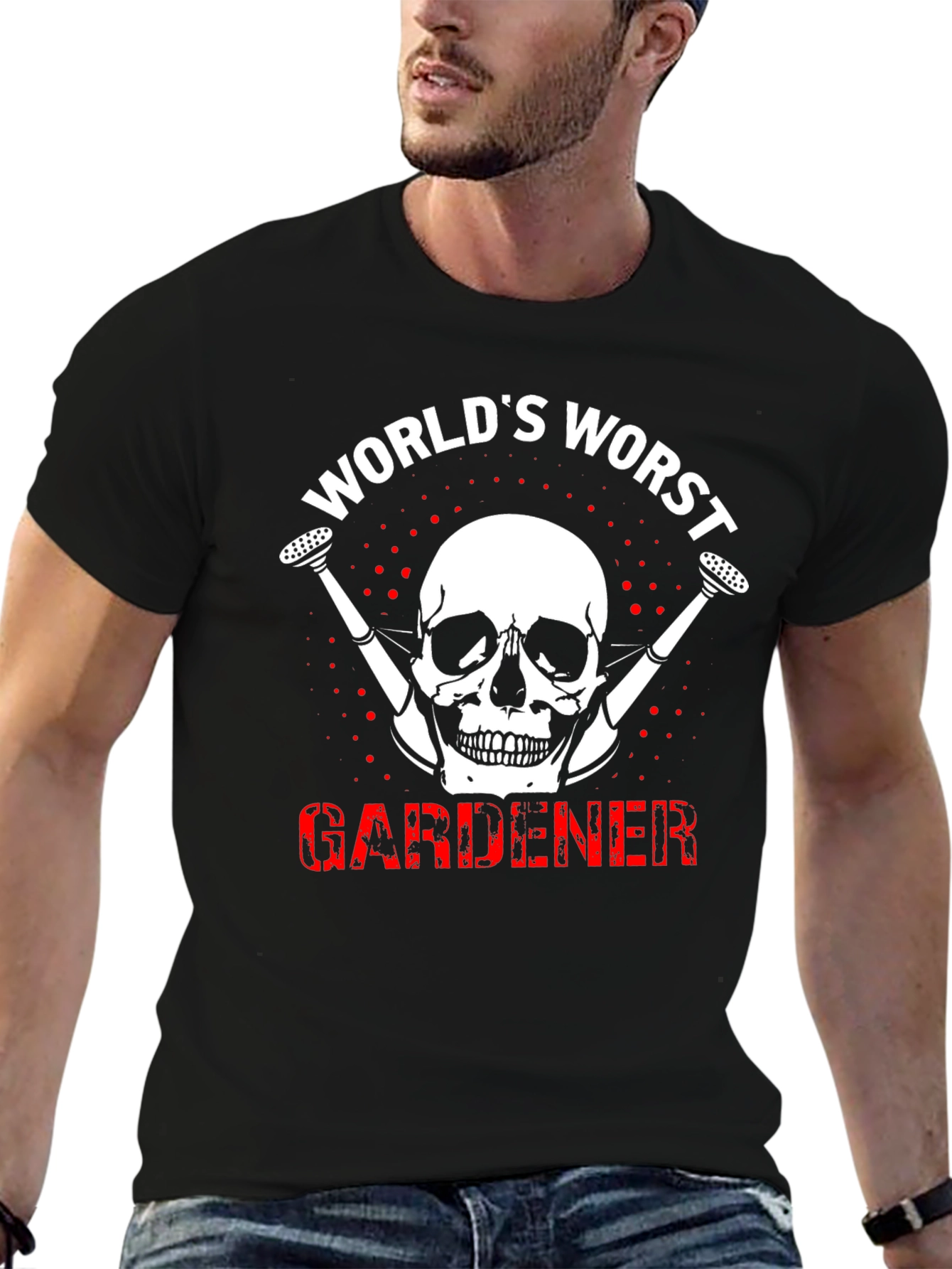 Worlds Worst Gardener Skull T-Shirt