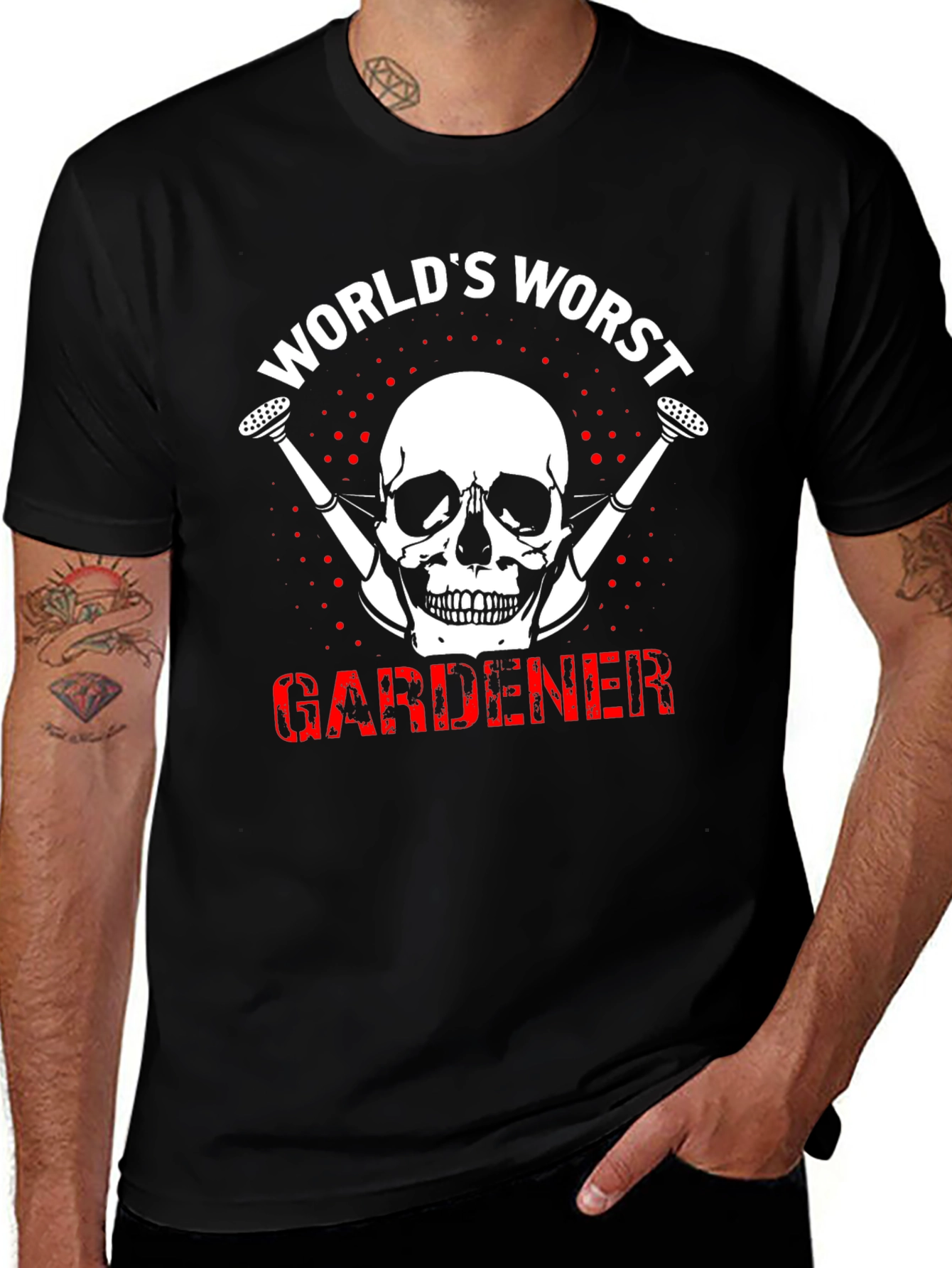 Worlds Worst Gardener Skull T-Shirt