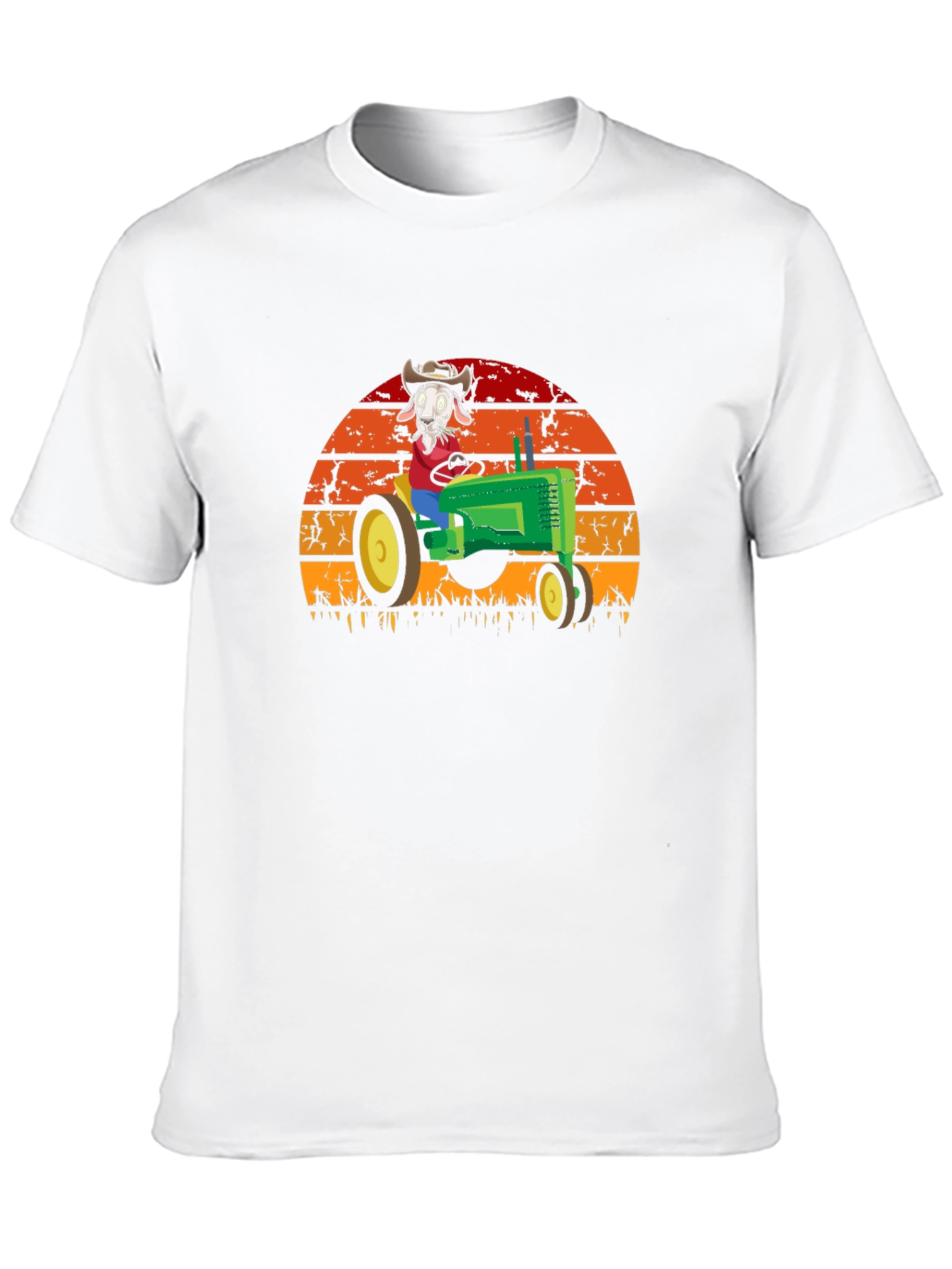 Funny Goat Farmer T-Shirt - Tractor Sunset Design
