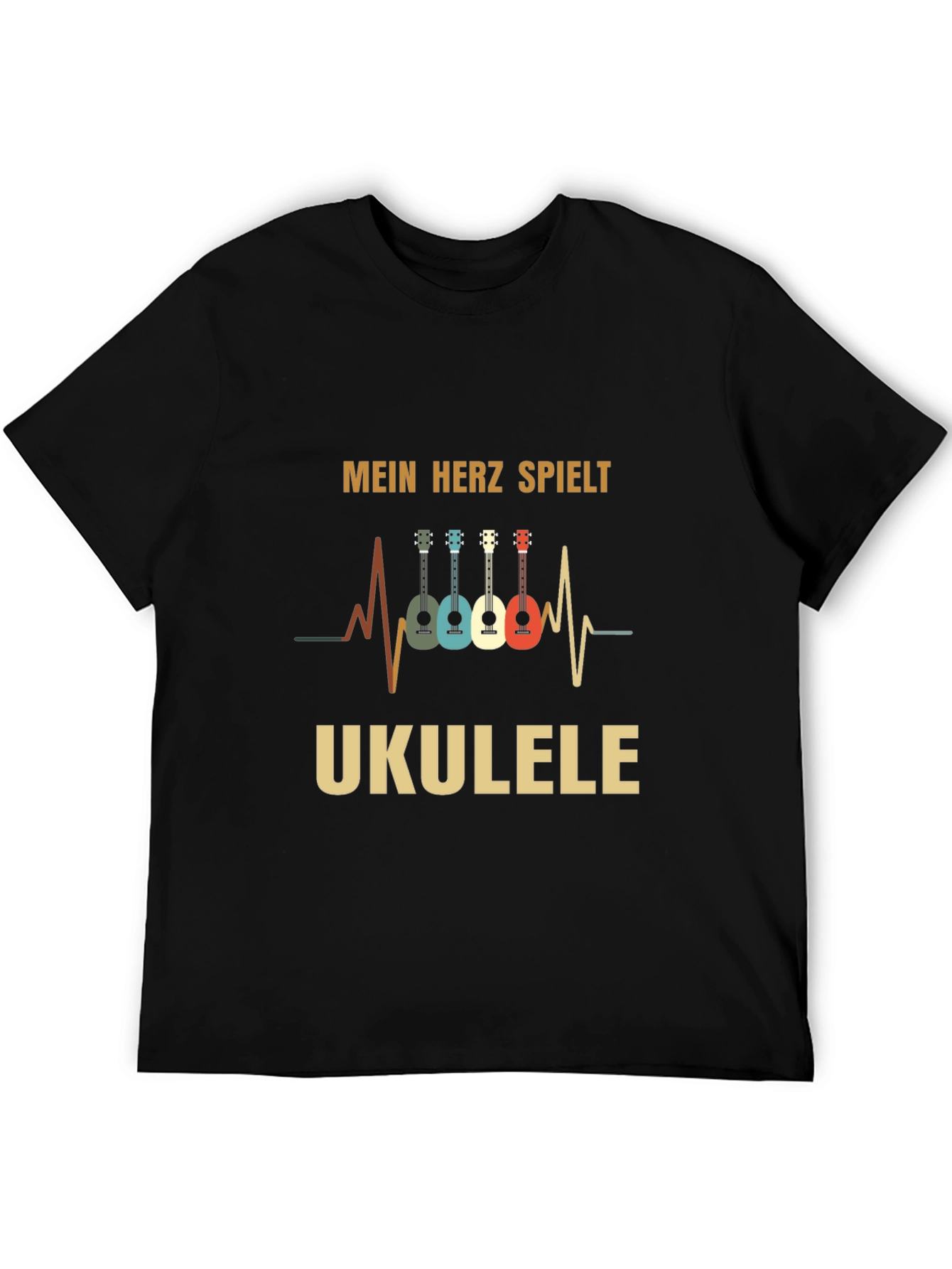 Mein Herz Spielt Ukulele Black T-Shirt