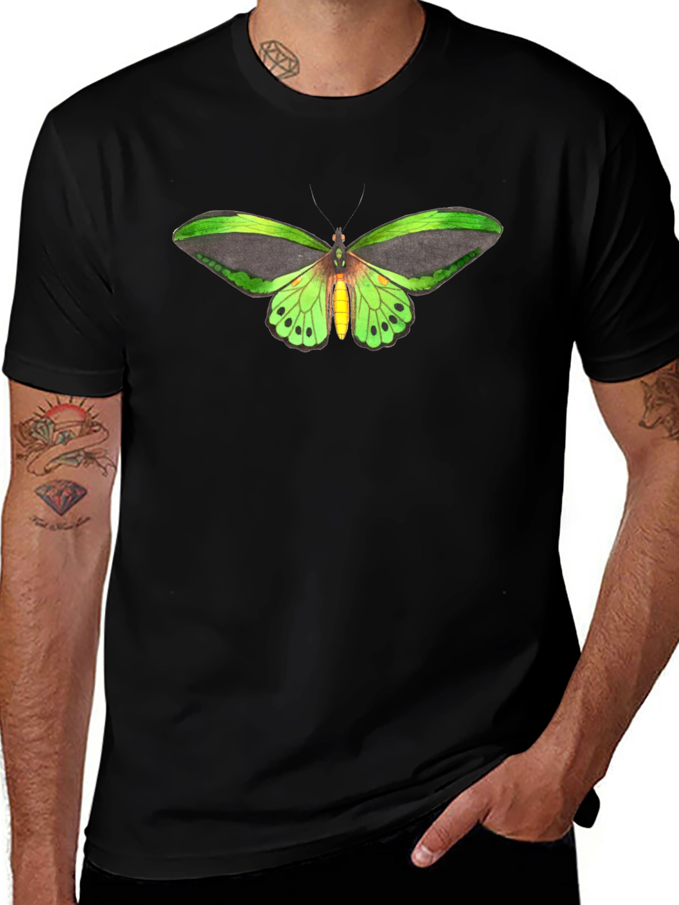Butterfly Graphic Tee - Black Cotton T-Shirt