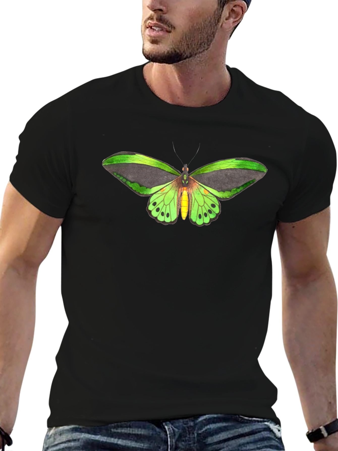Butterfly Graphic Tee - Black Cotton T-Shirt