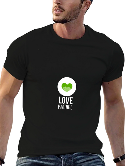 Love Nature Graphic Print Black T-Shirt