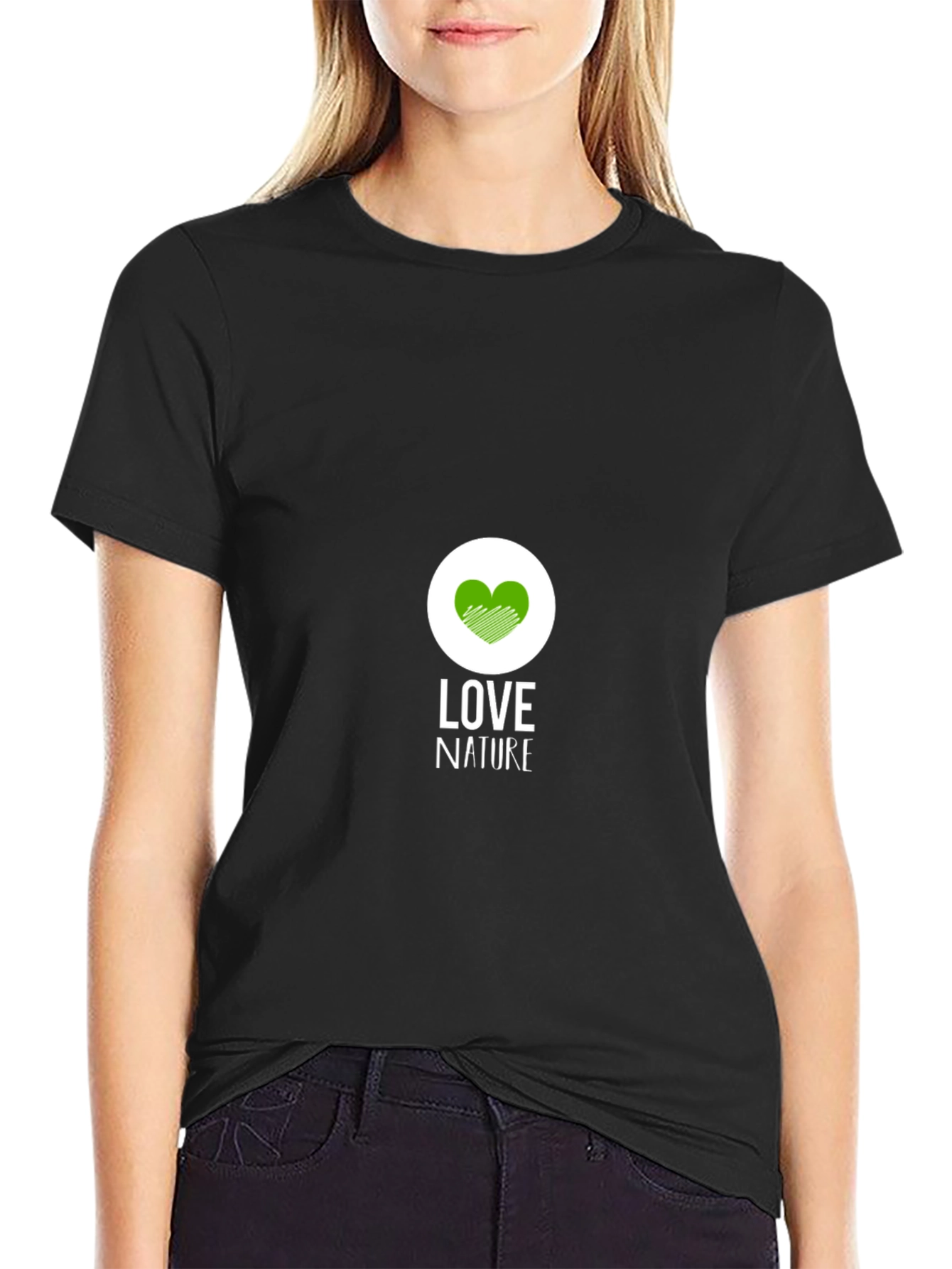 Love Nature Graphic Print Black T-Shirt