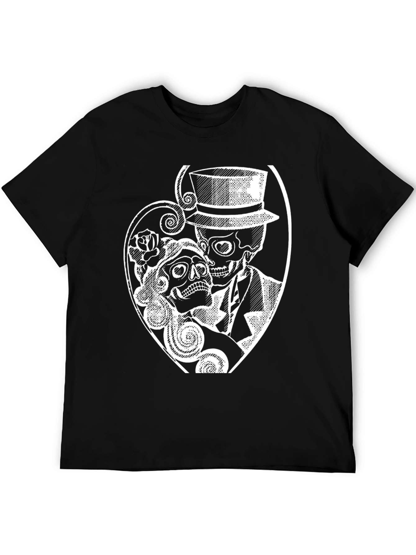 Day of the Dead Skull Couple Graphic T-Shirt