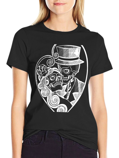 Day of the Dead Skull Couple Graphic T-Shirt