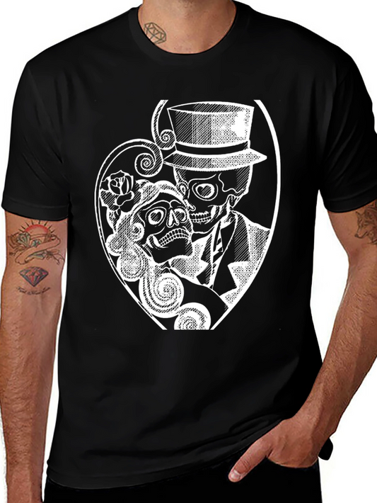 Day of the Dead Skull Couple Graphic T-Shirt