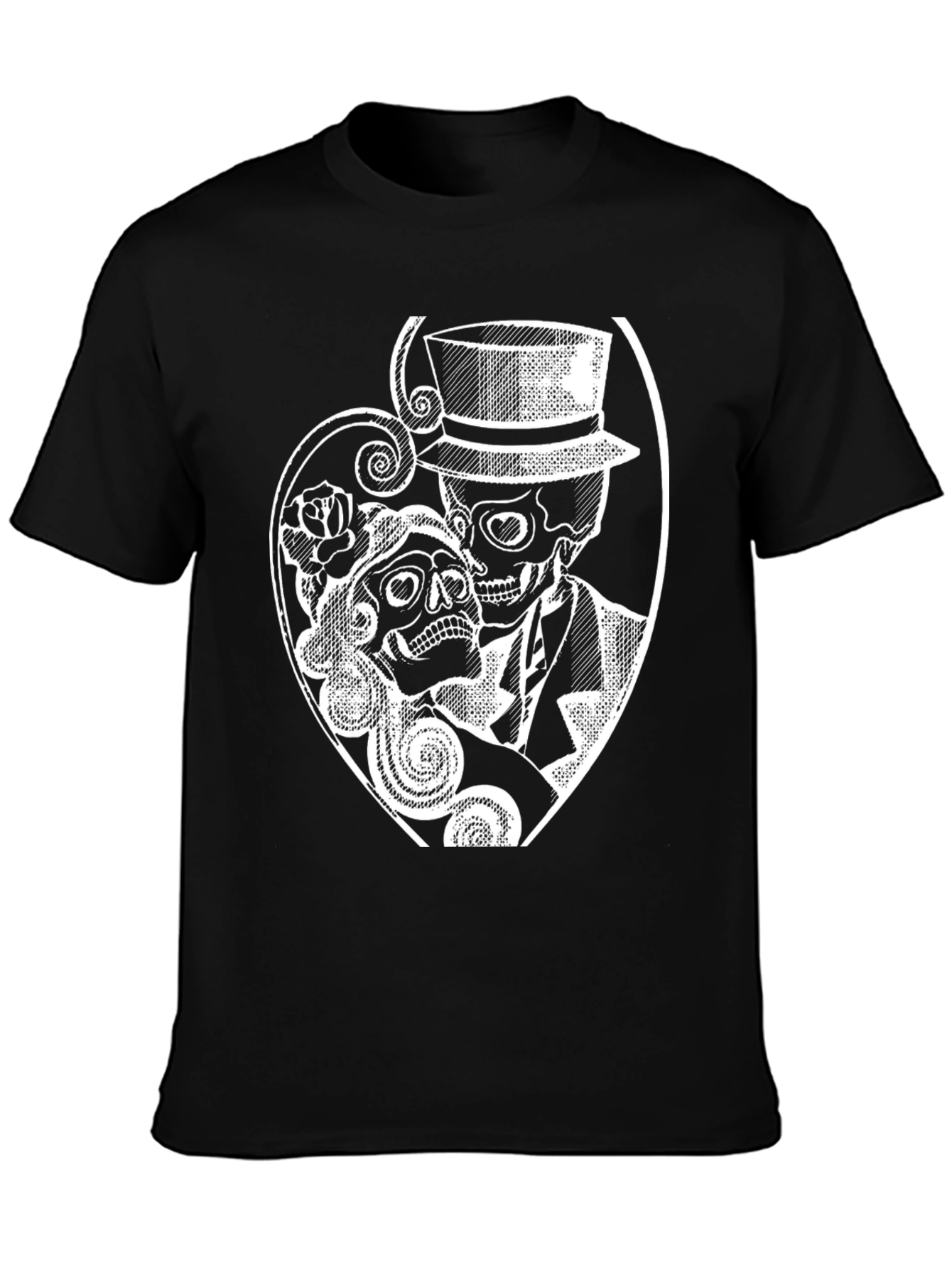 Day of the Dead Skull Couple Graphic T-Shirt