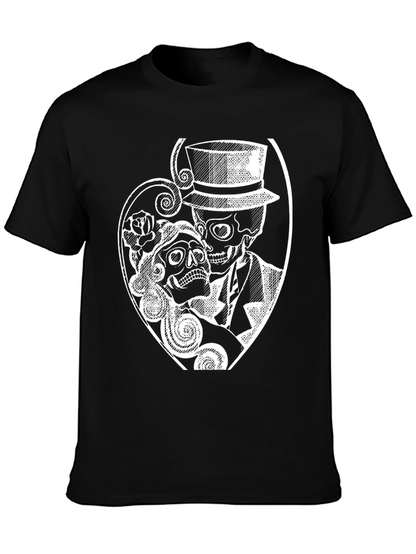 Day of the Dead Skull Couple Graphic T-Shirt