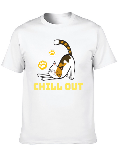 Chill Out Cat Graphic Tee - Relaxed Comfort