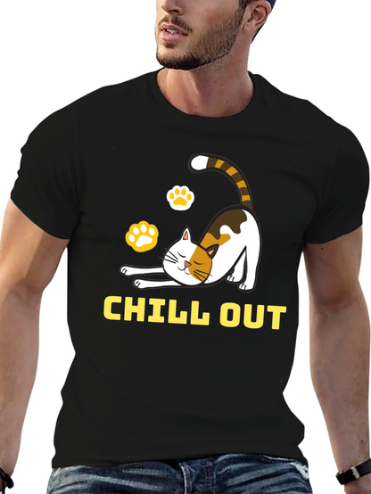 Chill Out Cat Graphic Tee - Relaxed Comfort