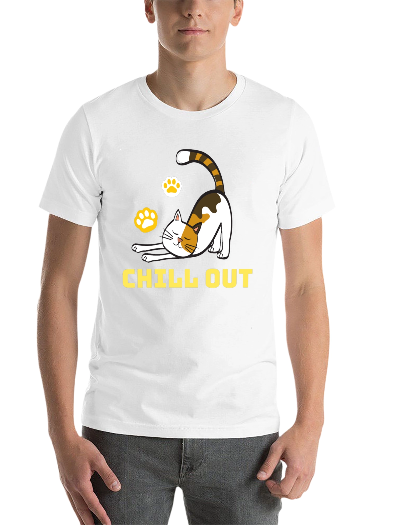 Chill Out Cat Graphic Tee - Relaxed Comfort