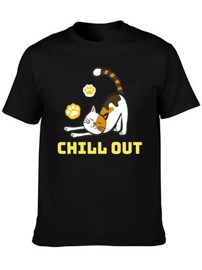 Chill Out Cat Graphic Tee - Relaxed Comfort