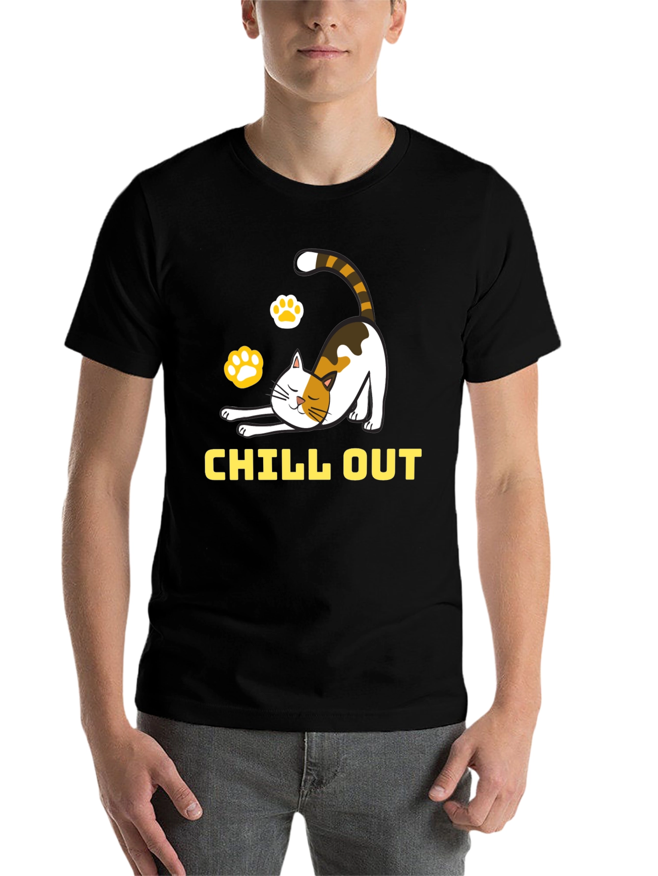 Chill Out Cat Graphic Tee - Relaxed Comfort