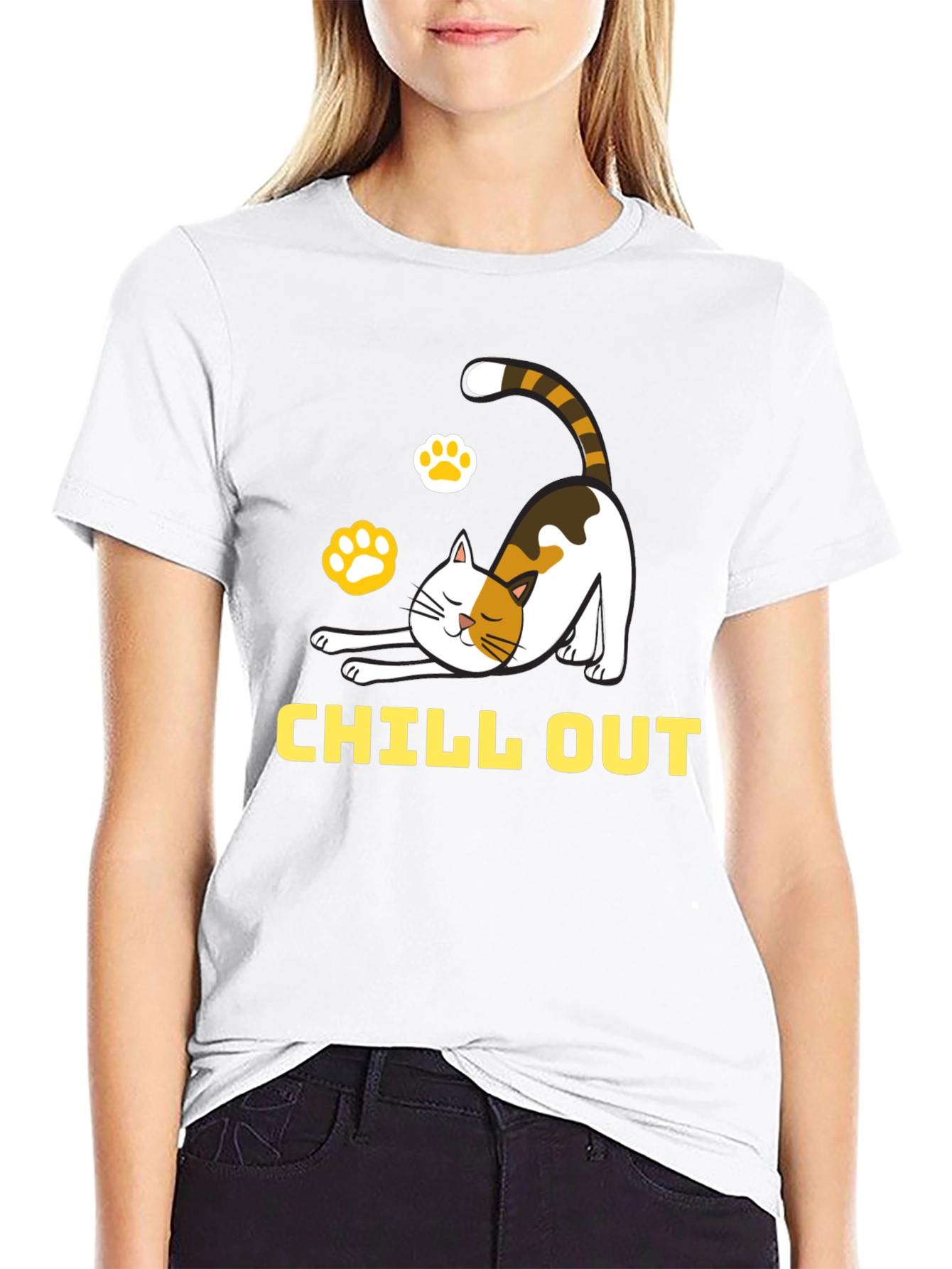 Chill Out Cat Graphic Tee - Relaxed Comfort