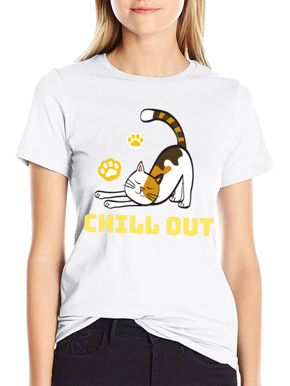 Chill Out Cat Graphic Tee - Relaxed Comfort