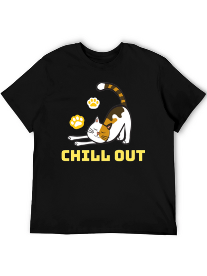Chill Out Cat Graphic Tee - Relaxed Comfort
