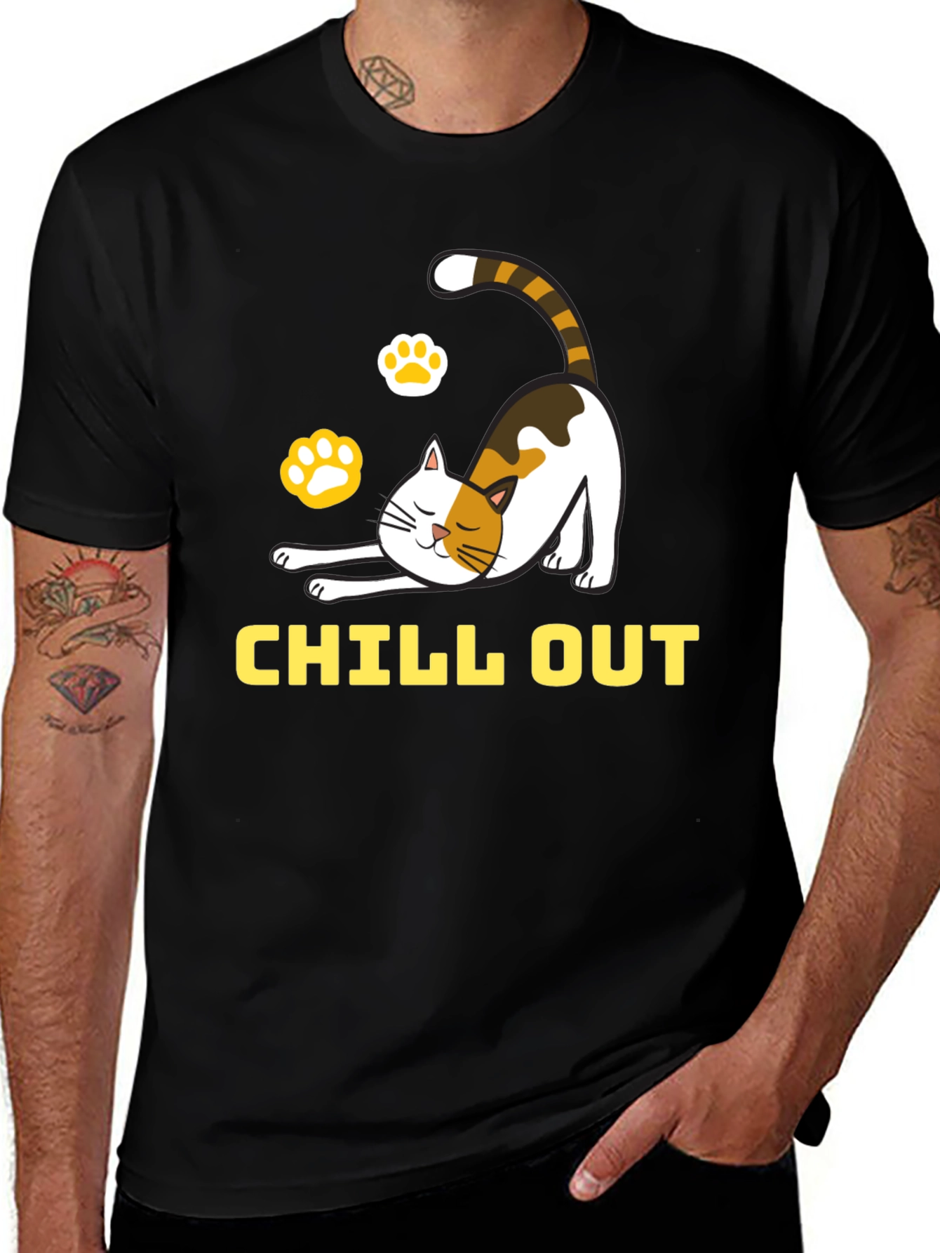 Chill Out Cat Graphic Tee - Relaxed Comfort