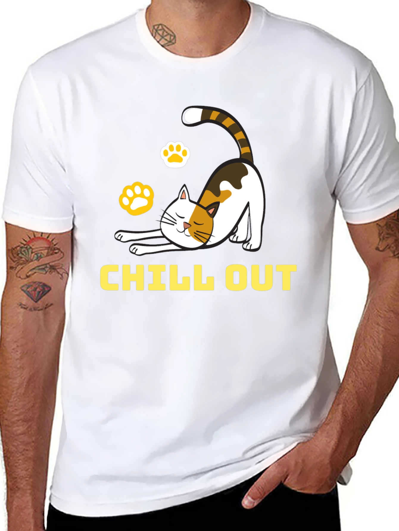 Chill Out Cat Graphic Tee - Relaxed Comfort