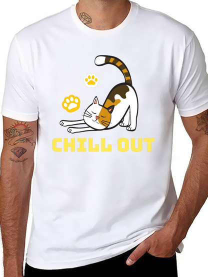 Chill Out Cat Graphic Tee - Relaxed Comfort